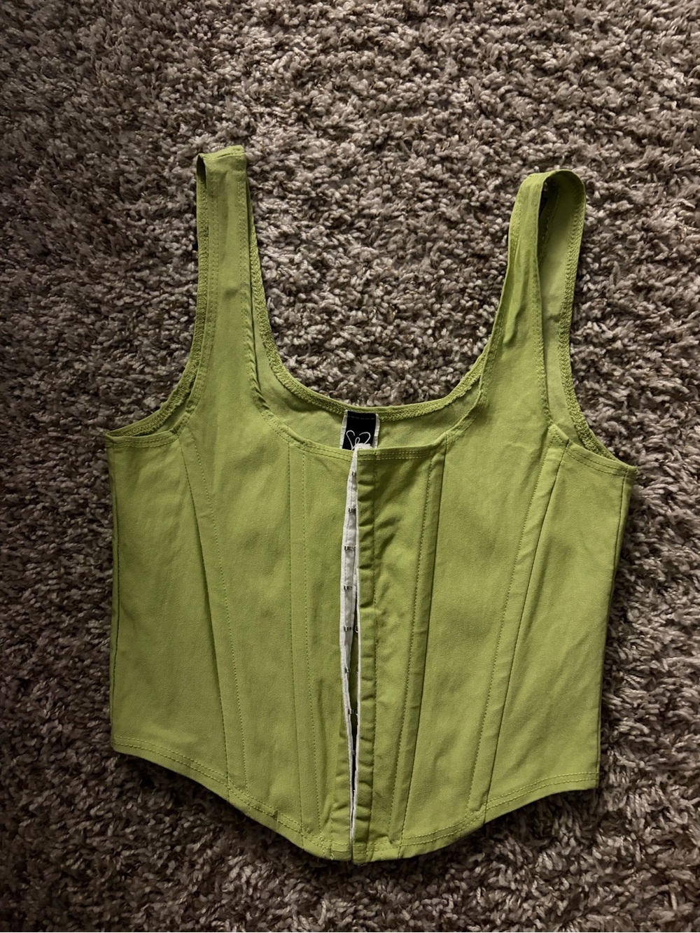 Lime Green Corset-Style Crop Tank Top